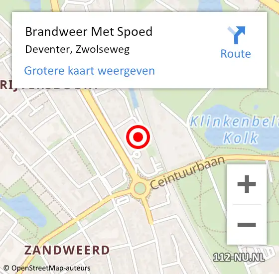 Locatie op kaart van de 112 melding: Brandweer Met Spoed Naar Deventer, Zwolseweg op 24 april 2024 14:08