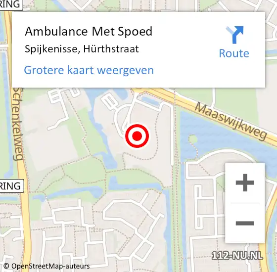 Locatie op kaart van de 112 melding: Ambulance Met Spoed Naar Spijkenisse, Hürthstraat op 24 april 2024 14:10