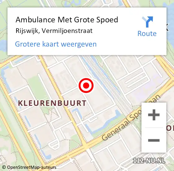 Locatie op kaart van de 112 melding: Ambulance Met Grote Spoed Naar Rijswijk, Vermiljoenstraat op 24 april 2024 14:25