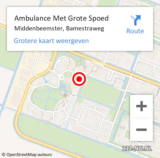Locatie op kaart van de 112 melding: Ambulance Met Grote Spoed Naar Middenbeemster, Bamestraweg op 24 april 2024 14:26