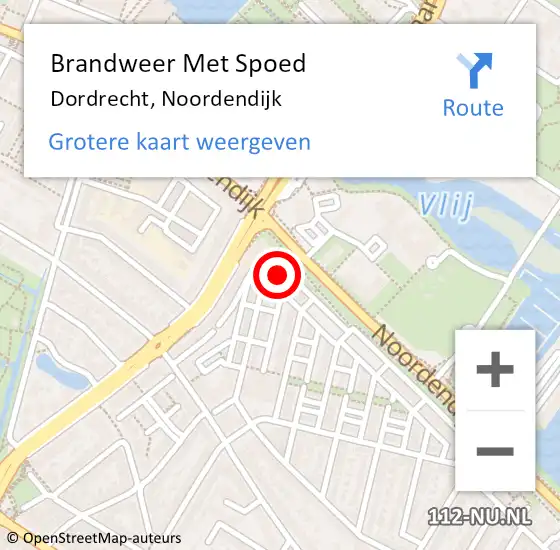 Locatie op kaart van de 112 melding: Brandweer Met Spoed Naar Dordrecht, Noordendijk op 24 april 2024 14:30
