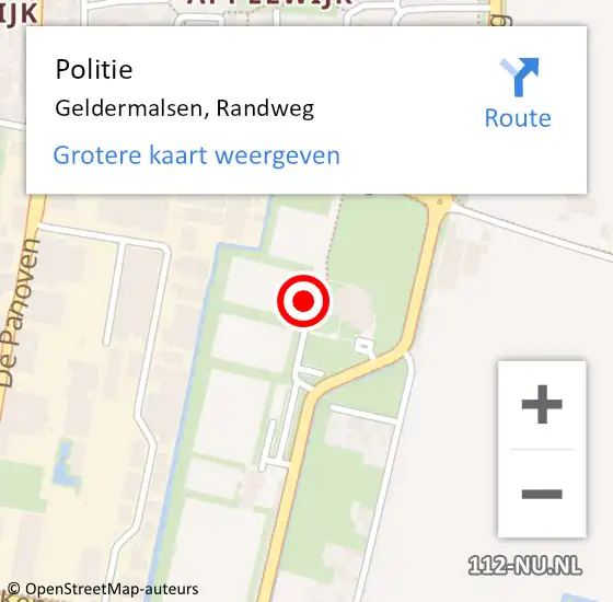 Locatie op kaart van de 112 melding: Politie Geldermalsen, Randweg op 24 april 2024 14:39