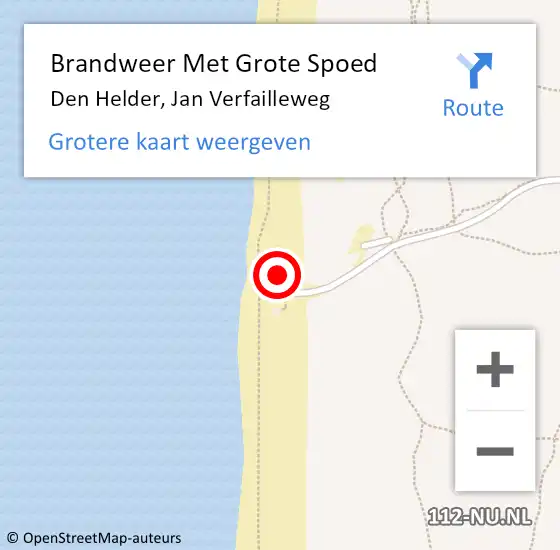 Locatie op kaart van de 112 melding: Brandweer Met Grote Spoed Naar Den Helder, Jan Verfailleweg op 24 april 2024 14:50
