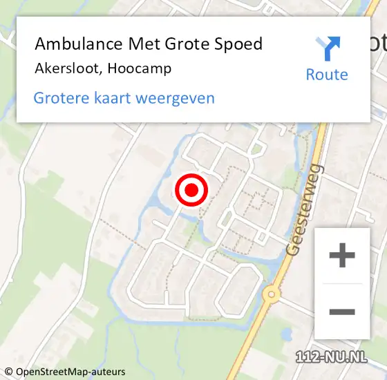 Locatie op kaart van de 112 melding: Ambulance Met Grote Spoed Naar Akersloot, Hoocamp op 24 april 2024 14:59