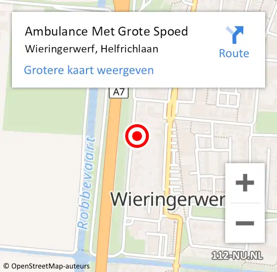 Locatie op kaart van de 112 melding: Ambulance Met Grote Spoed Naar Wieringerwerf, Helfrichlaan op 24 april 2024 15:00