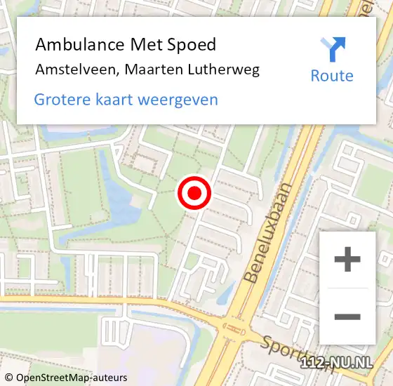 Locatie op kaart van de 112 melding: Ambulance Met Spoed Naar Amstelveen, Maarten Lutherweg op 24 april 2024 15:07