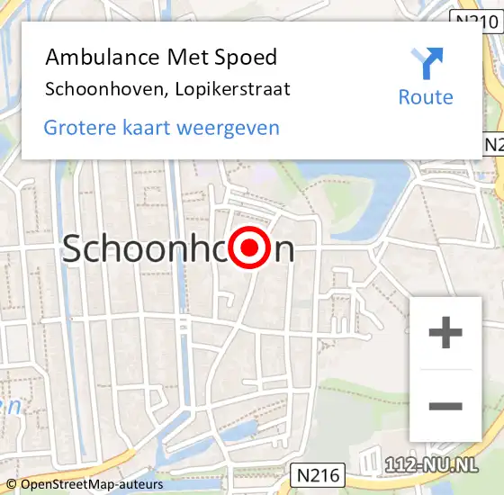 Locatie op kaart van de 112 melding: Ambulance Met Spoed Naar Schoonhoven, Lopikerstraat op 24 april 2024 15:16
