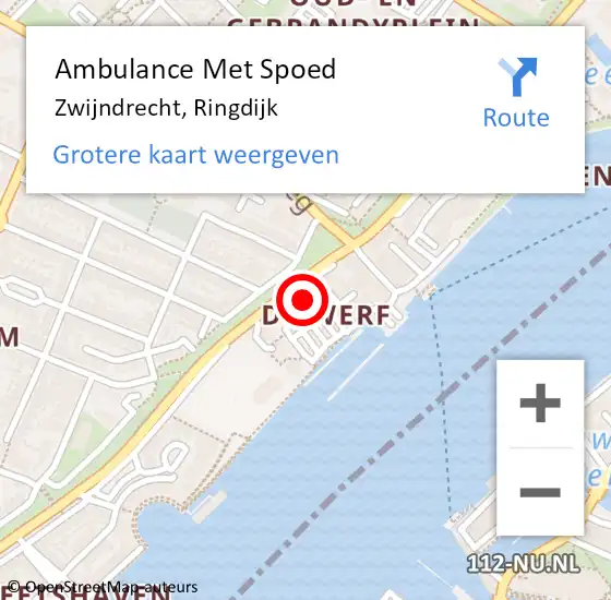 Locatie op kaart van de 112 melding: Ambulance Met Spoed Naar Zwijndrecht, Ringdijk op 24 april 2024 15:16