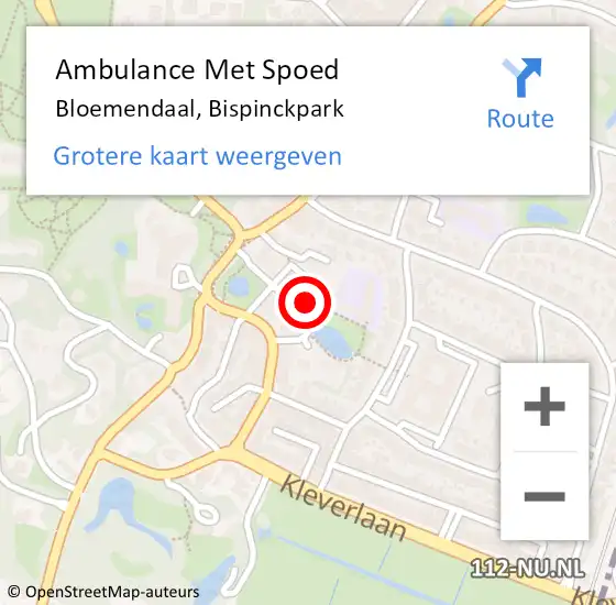 Locatie op kaart van de 112 melding: Ambulance Met Spoed Naar Bloemendaal, Bispinckpark op 24 april 2024 15:25