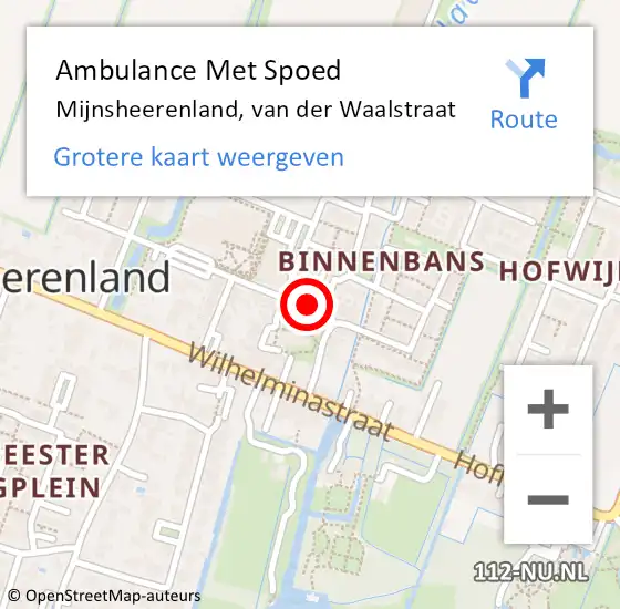 Locatie op kaart van de 112 melding: Ambulance Met Spoed Naar Mijnsheerenland, van der Waalstraat op 24 april 2024 15:39