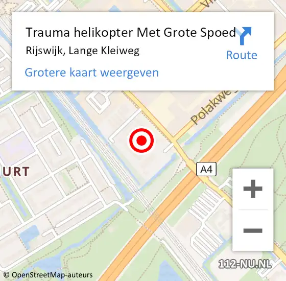 Locatie op kaart van de 112 melding: Trauma helikopter Met Grote Spoed Naar Rijswijk, Lange Kleiweg op 24 april 2024 15:50