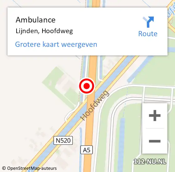 Locatie op kaart van de 112 melding: Ambulance Lijnden, Hoofdweg op 24 april 2024 16:05