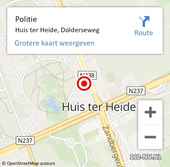 Locatie op kaart van de 112 melding: Politie Huis ter Heide, Dolderseweg op 24 april 2024 16:19