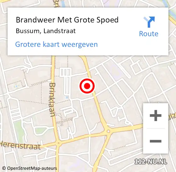 Locatie op kaart van de 112 melding: Brandweer Met Grote Spoed Naar Bussum, Landstraat op 24 april 2024 16:35