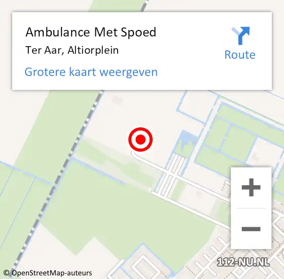 Locatie op kaart van de 112 melding: Ambulance Met Spoed Naar Ter Aar, Altiorplein op 24 april 2024 17:04