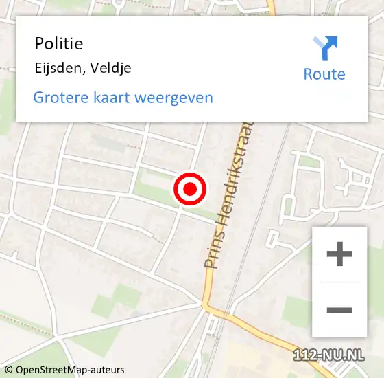 Locatie op kaart van de 112 melding: Politie Eijsden, Veldje op 24 april 2024 17:53