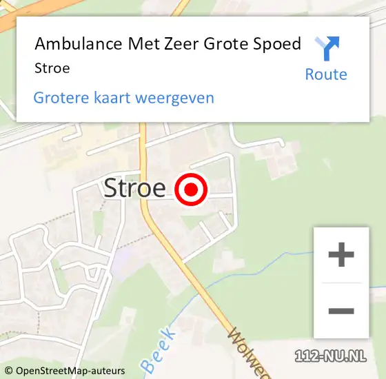 Locatie op kaart van de 112 melding: Ambulance Met Zeer Grote Spoed Naar Stroe op 24 april 2024 17:56