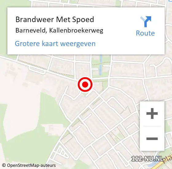 Locatie op kaart van de 112 melding: Brandweer Met Spoed Naar Barneveld, Kallenbroekerweg op 24 april 2024 18:21