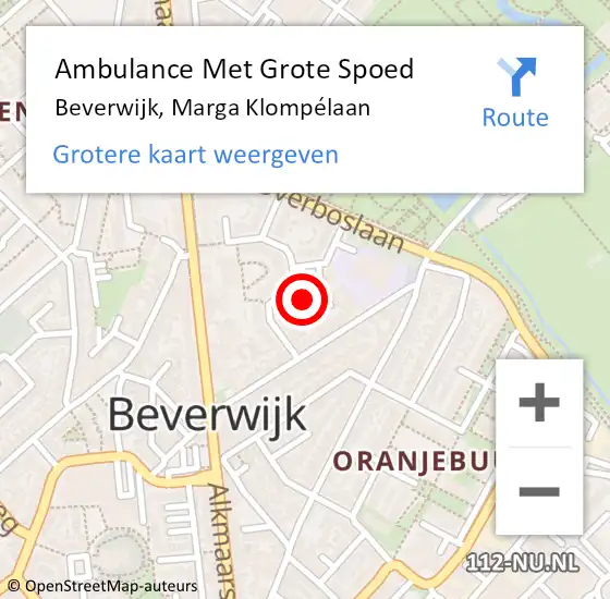 Locatie op kaart van de 112 melding: Ambulance Met Grote Spoed Naar Beverwijk, Marga Klompélaan op 24 april 2024 18:28