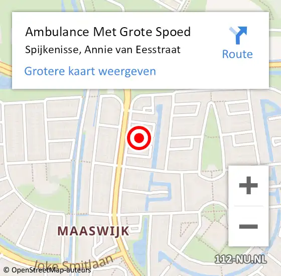 Locatie op kaart van de 112 melding: Ambulance Met Grote Spoed Naar Spijkenisse, Annie van Eesstraat op 24 april 2024 18:33