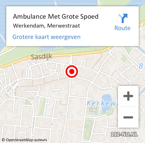 Locatie op kaart van de 112 melding: Ambulance Met Grote Spoed Naar Werkendam, Merwestraat op 24 april 2024 18:40