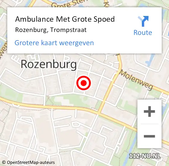 Locatie op kaart van de 112 melding: Ambulance Met Grote Spoed Naar Rozenburg, Trompstraat op 24 april 2024 18:49