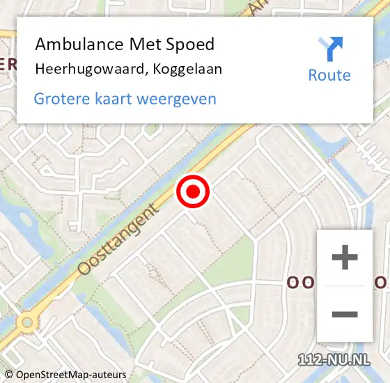 Locatie op kaart van de 112 melding: Ambulance Met Spoed Naar Heerhugowaard, Koggelaan op 24 april 2024 18:54