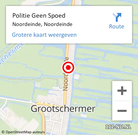 Locatie op kaart van de 112 melding: Politie Geen Spoed Naar Noordeinde, Noordeinde op 24 april 2024 18:55