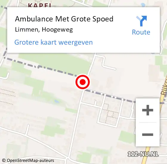 Locatie op kaart van de 112 melding: Ambulance Met Grote Spoed Naar Limmen, Hoogeweg op 24 april 2024 19:02