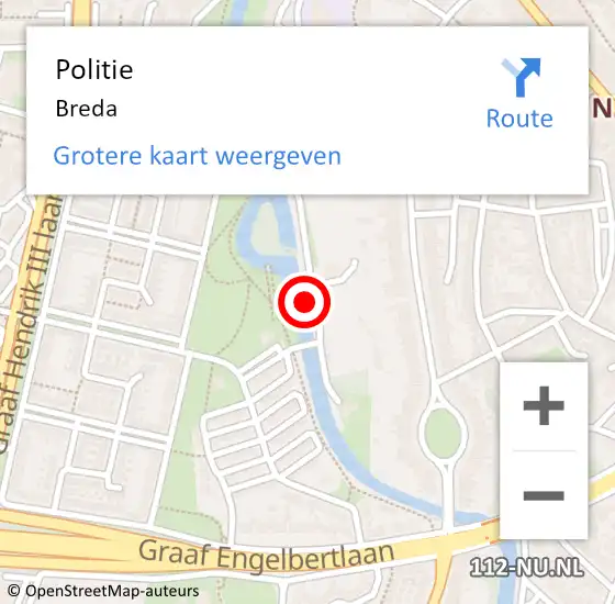 Locatie op kaart van de 112 melding: Politie Breda op 24 april 2024 19:11