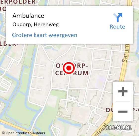 Locatie op kaart van de 112 melding: Ambulance Oudorp, Herenweg op 24 april 2024 19:18