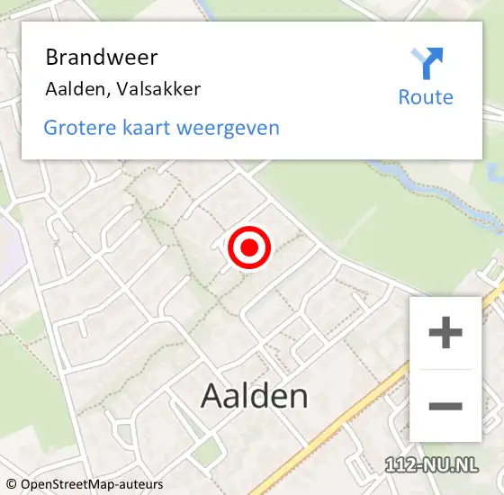 Locatie op kaart van de 112 melding: Brandweer Aalden, Valsakker op 24 april 2024 19:21