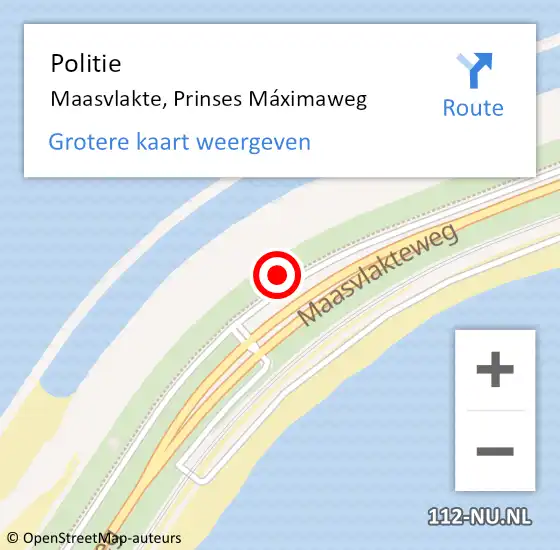 Locatie op kaart van de 112 melding: Politie Maasvlakte, Prinses Máximaweg op 24 april 2024 19:49