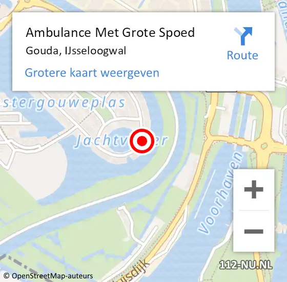 Locatie op kaart van de 112 melding: Ambulance Met Grote Spoed Naar Gouda, IJsseloogwal op 24 april 2024 20:02
