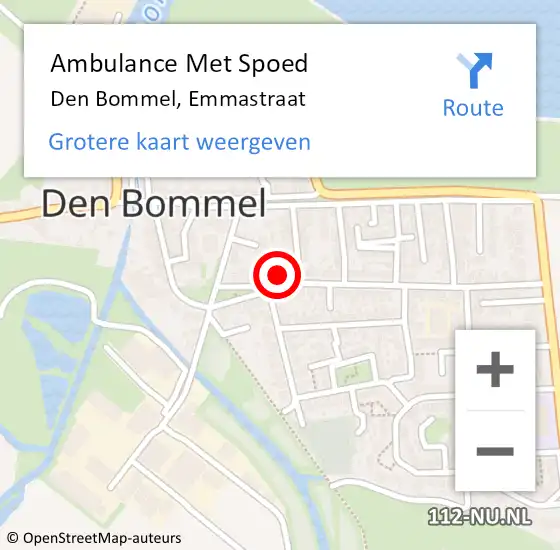 Locatie op kaart van de 112 melding: Ambulance Met Spoed Naar Den Bommel, Emmastraat op 24 april 2024 20:06
