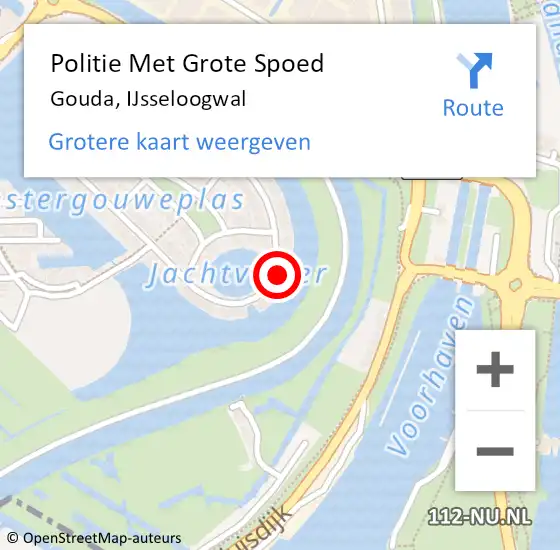 Locatie op kaart van de 112 melding: Politie Met Grote Spoed Naar Gouda, IJsseloogwal op 24 april 2024 20:09