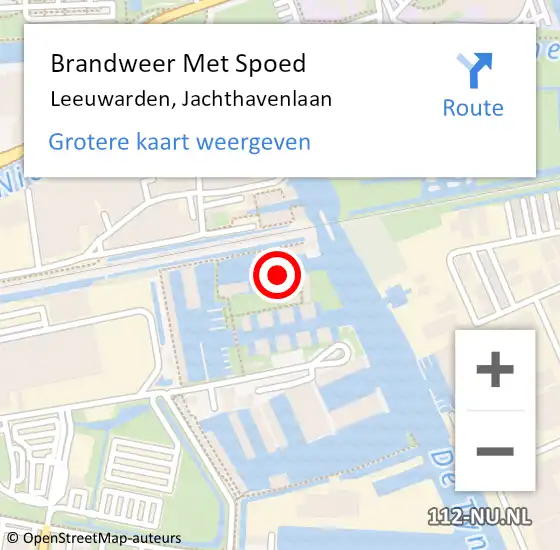 Locatie op kaart van de 112 melding: Brandweer Met Spoed Naar Leeuwarden, Jachthavenlaan op 24 april 2024 20:10