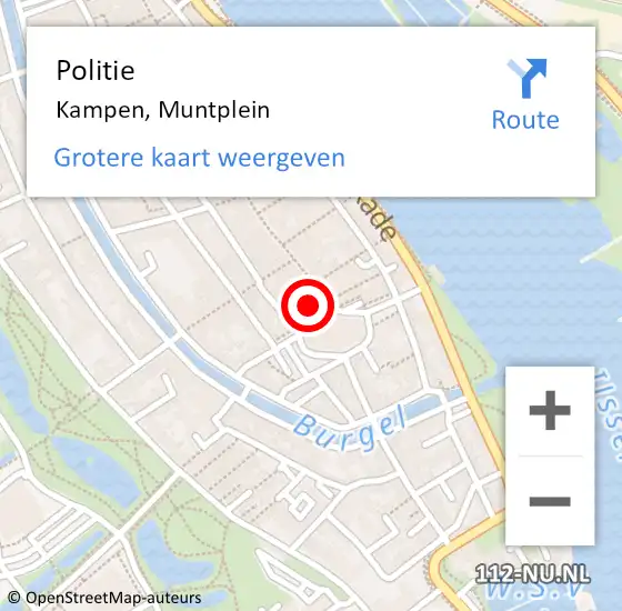 Locatie op kaart van de 112 melding: Politie Kampen, Muntplein op 24 april 2024 20:21