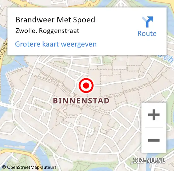 Locatie op kaart van de 112 melding: Brandweer Met Spoed Naar Zwolle, Roggenstraat op 24 april 2024 20:25