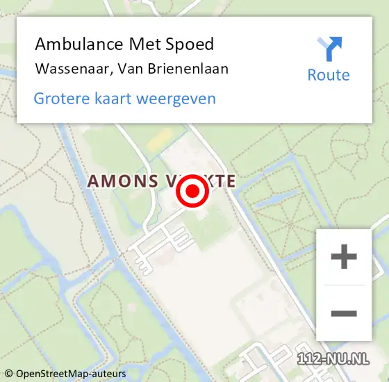 Locatie op kaart van de 112 melding: Ambulance Met Spoed Naar Wassenaar, Van Brienenlaan op 24 april 2024 20:33