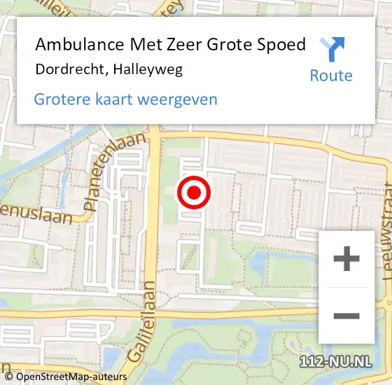 Locatie op kaart van de 112 melding: Ambulance Met Zeer Grote Spoed Naar Dordrecht, Halleyweg op 24 april 2024 20:59