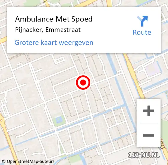 Locatie op kaart van de 112 melding: Ambulance Met Spoed Naar Pijnacker, Emmastraat op 24 april 2024 21:02