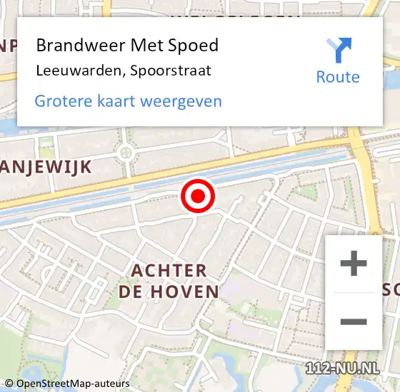 Locatie op kaart van de 112 melding: Brandweer Met Spoed Naar Leeuwarden, Spoorstraat op 24 april 2024 21:07