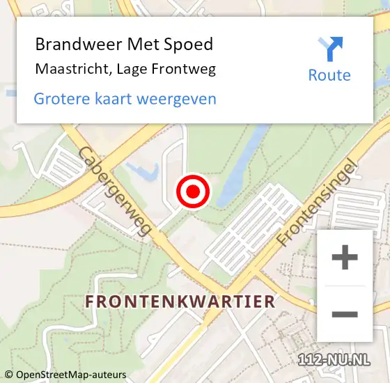 Locatie op kaart van de 112 melding: Brandweer Met Spoed Naar Maastricht, Lage Frontweg op 24 april 2024 21:15