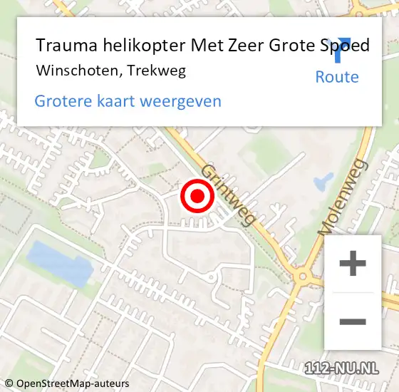 Locatie op kaart van de 112 melding: Trauma helikopter Met Zeer Grote Spoed Naar Winschoten, Trekweg op 24 april 2024 21:28