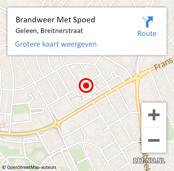 Locatie op kaart van de 112 melding: Brandweer Met Spoed Naar Geleen, Breitnerstraat op 24 april 2024 21:29