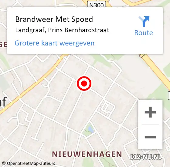 Locatie op kaart van de 112 melding: Brandweer Met Spoed Naar Landgraaf, Prins Bernhardstraat op 24 april 2024 21:33