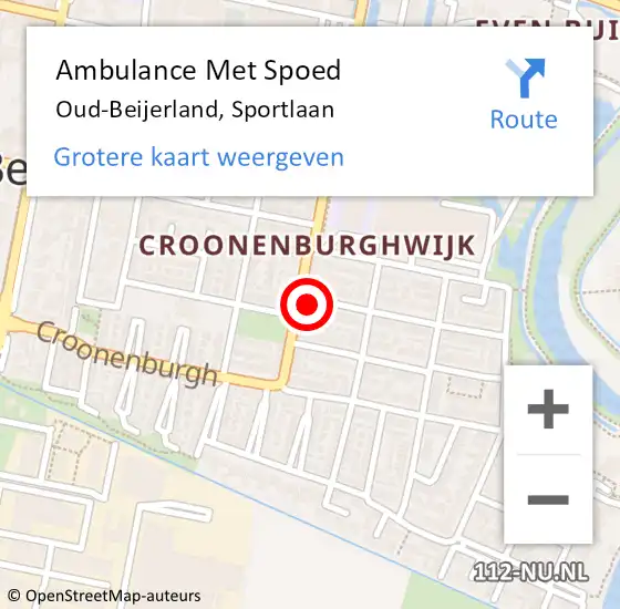 Locatie op kaart van de 112 melding: Ambulance Met Spoed Naar Oud-Beijerland, Sportlaan op 24 april 2024 21:38