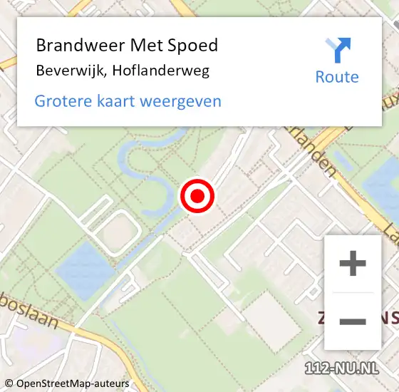 Locatie op kaart van de 112 melding: Brandweer Met Spoed Naar Beverwijk, Hoflanderweg op 24 april 2024 21:40