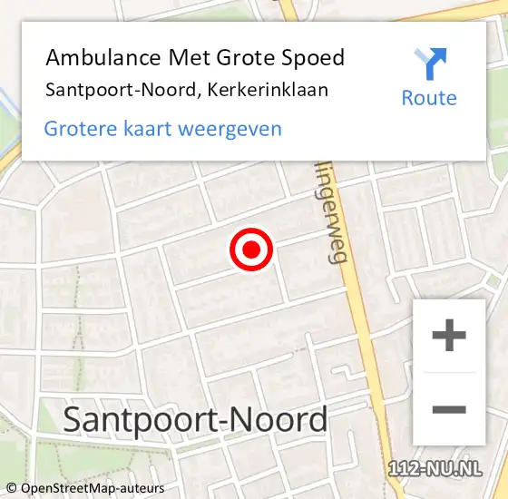 Locatie op kaart van de 112 melding: Ambulance Met Grote Spoed Naar Santpoort-Noord, Kerkerinklaan op 24 april 2024 22:05